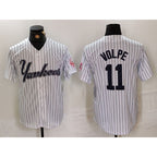 New York Yankees #11 Anthony Volpe White Jereymy Pinstripe Fashion Cool Base Jersey 2