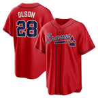 Atlanta Braves #28 Matt Olson Red Jereymy Alternate 2 Replica Jersey