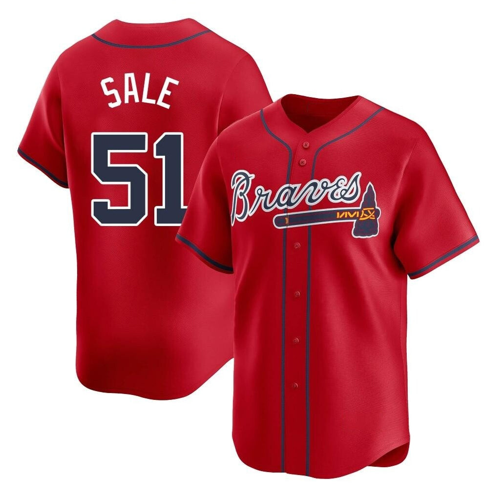 Atlanta Braves #51 Chris Sale Player Red Jereymy Limited Home Game Stitched Jerseys
