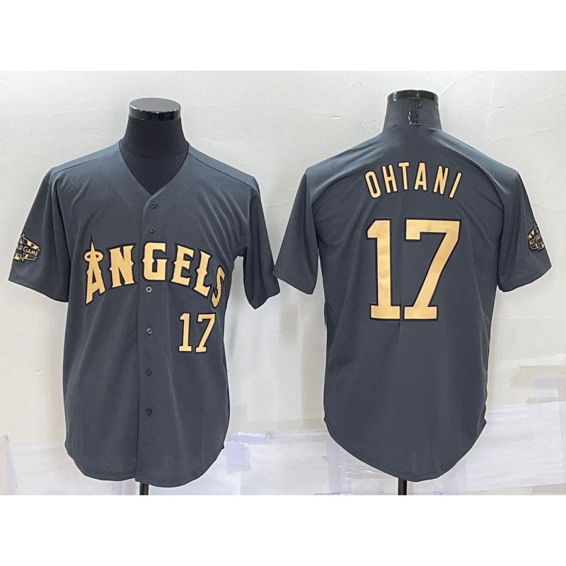 Los Angeles Angels #17 Shohei Ohtani Number Grey Jereymy 2022 All Star Stitched Cool Base Jersey