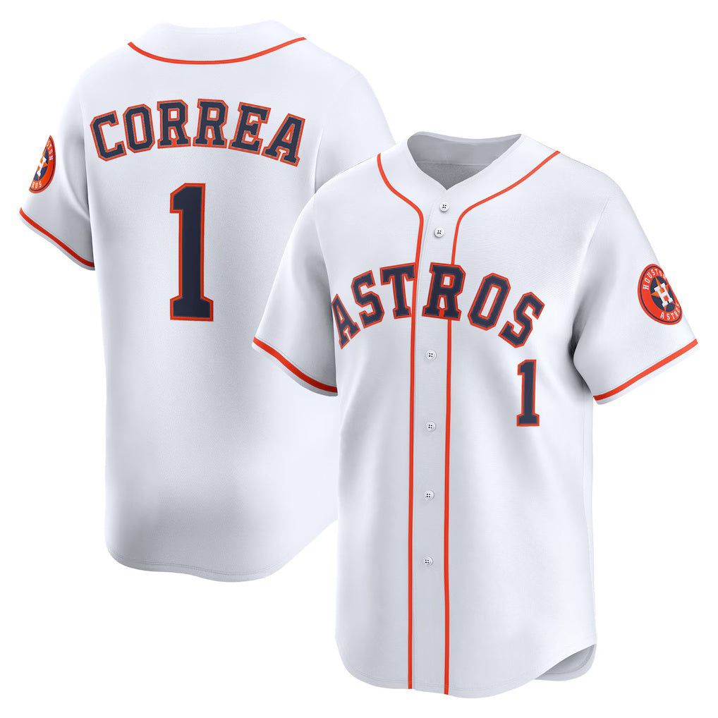 Houston Astros #1 Carlos Correa White Jereymy Home Limited Player Jersey