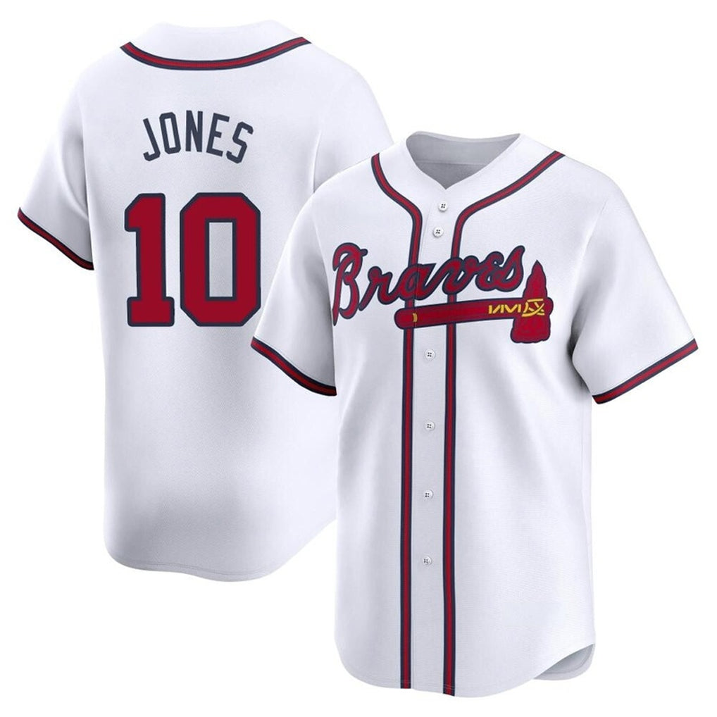 Atlanta Braves #10 Chipper Jones Player White Jereymy Limited Home Game Stitched Jerseys