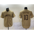 San Diego Padres #10 Jurickson Profar Khaki Jereymy Team Logo Cool Base Jerseys