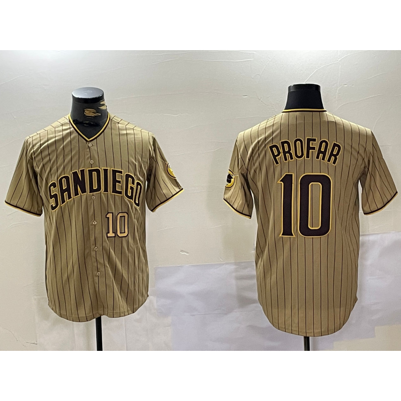San Diego Padres #10 Jurickson Profar Khaki Jereymy Team Logo Cool Base Jerseys