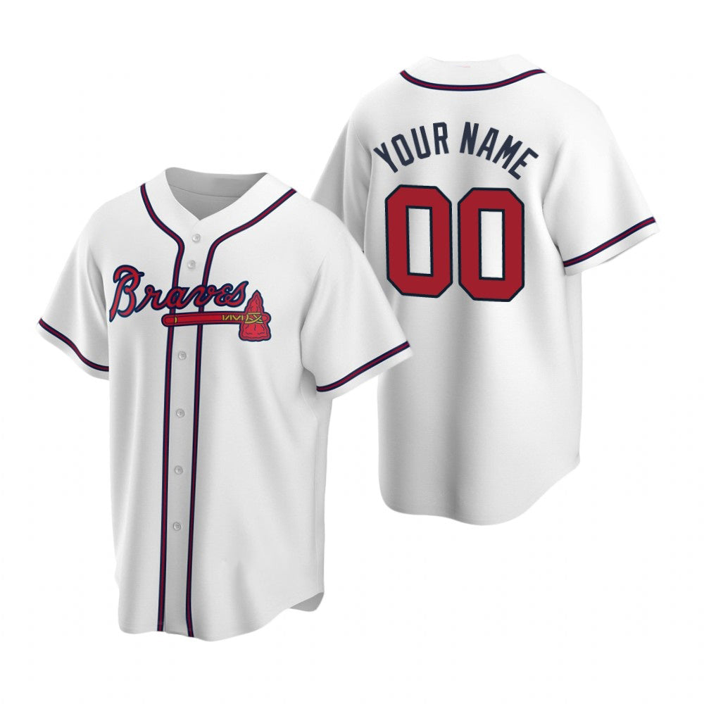 Custom Atlanta Braves White Jereymy 2020 Stitched Cool Base Home Jersey