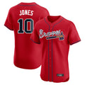 Atlanta Braves #10 Chipper Jones Player Red Jereymy Limited Elite Home Game Stitched Jerseys