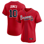 Atlanta Braves #10 Chipper Jones Player Red Jereymy Limited Elite Home Game Stitched Jerseys