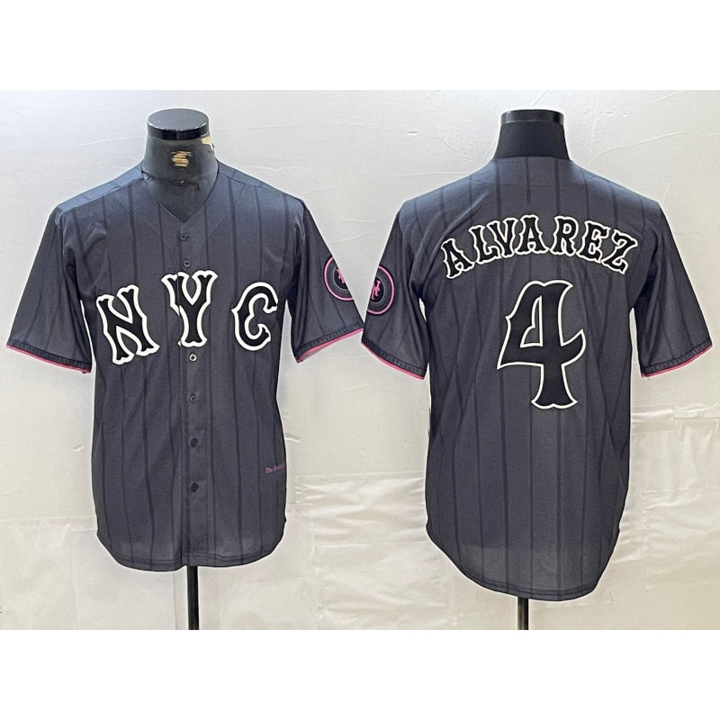 New York Mets #4 Francisco Alvarez Gray Jereymy 2024 City Connect Cool Base Stitched Jersey