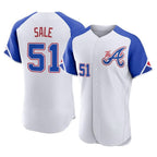 Atlanta Braves #51 Chris Sale Player White Jereymy City Connect Limited Elite Home Game Stitched Jerseys