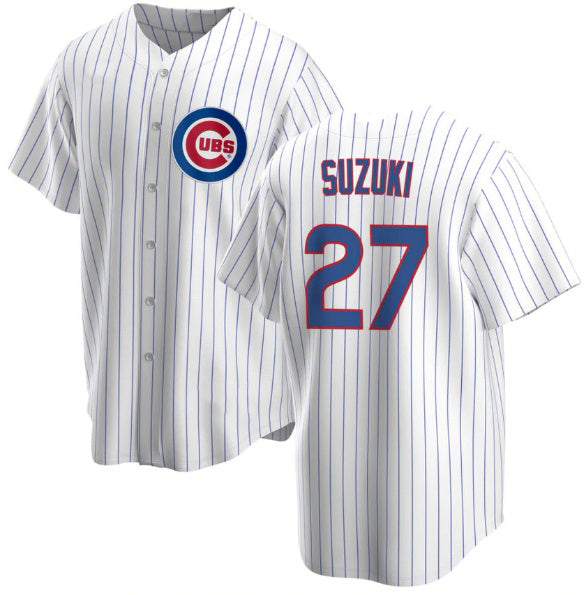 Chicago Cubs #27 Seiya Suzuki White Jereymy Cool Base Stitched Jersey