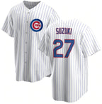 Chicago Cubs #27 Seiya Suzuki White Jereymy Cool Base Stitched Jersey