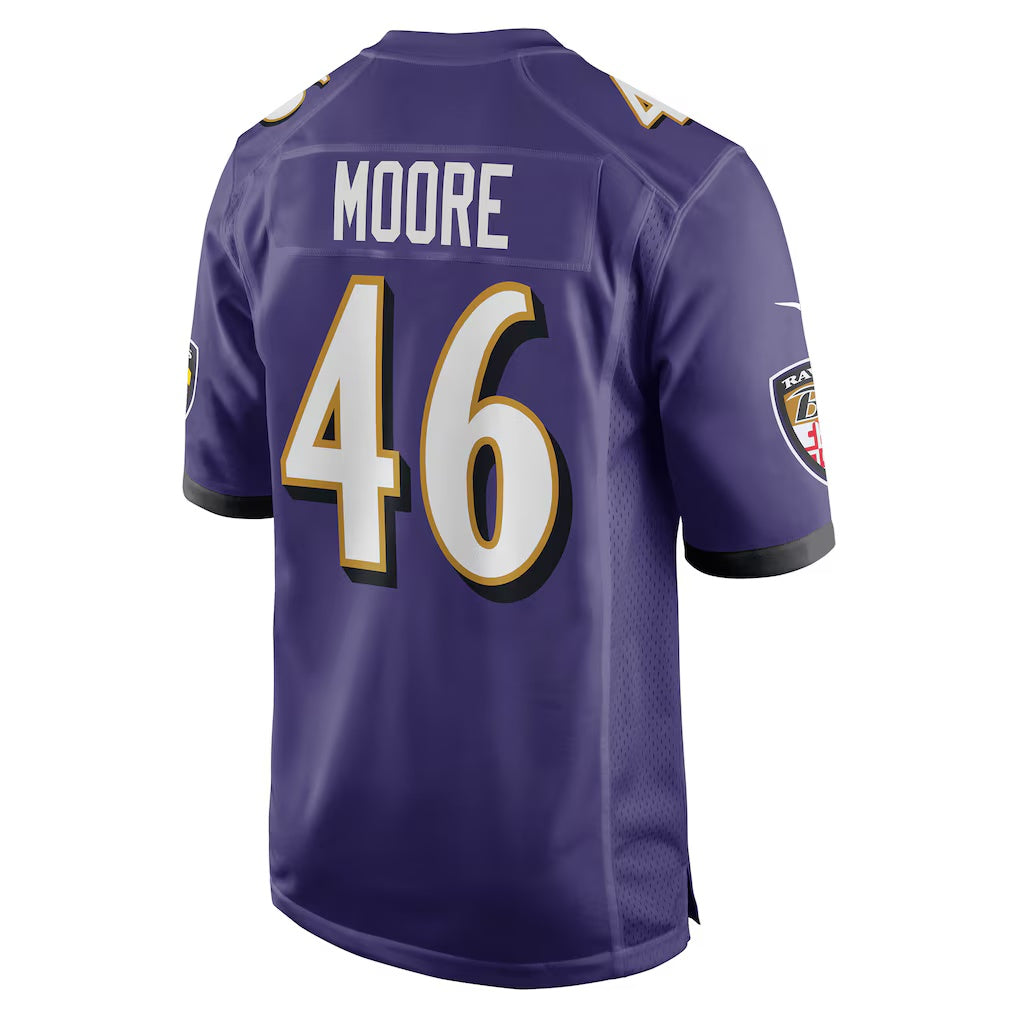 B.Ravens #46 Nick Moore Purple Jereymy Game Jersey
