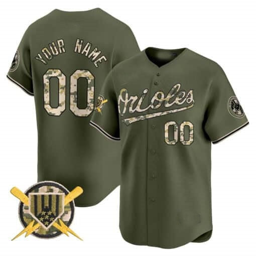 Custom Baltimore Orioles Armed Forces Day Vapor Premier Limited Jersey ¨C All Stitched-Green Jereymy