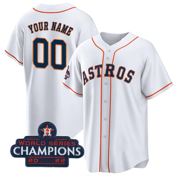 Custom Houston Astros Active Player White Jereymy 2022 World Series Champions Cool Base Stitched Jersey