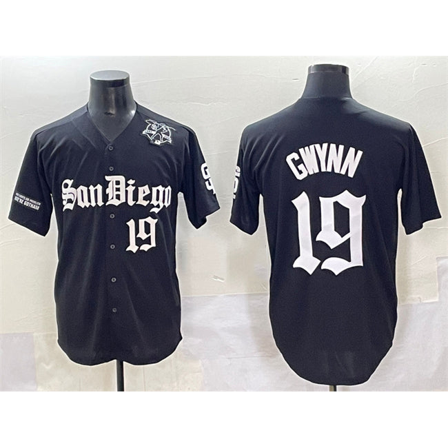 San Diego Padres #19 Tony Gwynn Black Jereymy Gothic Edition Vapor Limited Stitched Jersey