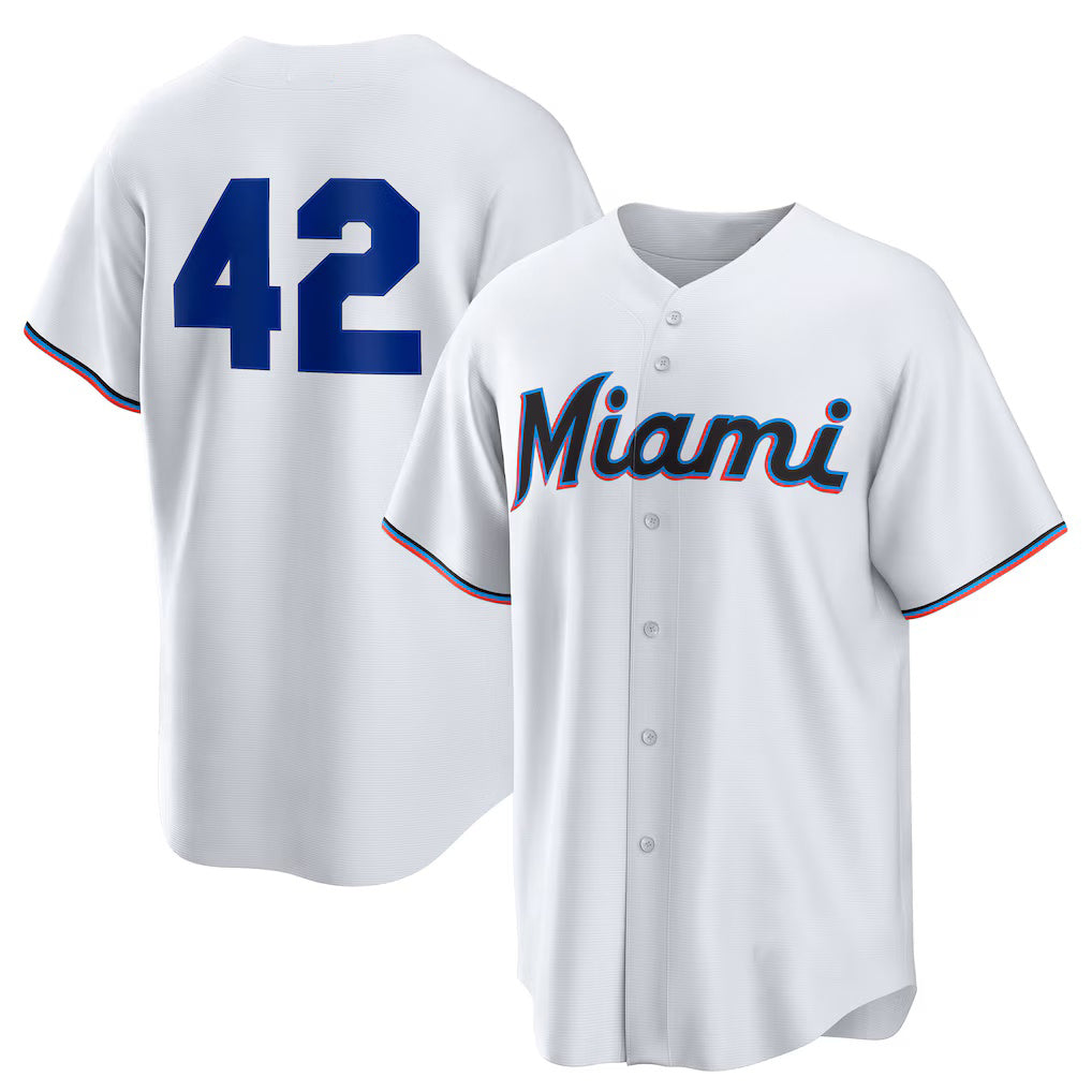 Miami Marlins #42 Jackie Robinson White Jereymy Home 2025 Day Replica Jersey