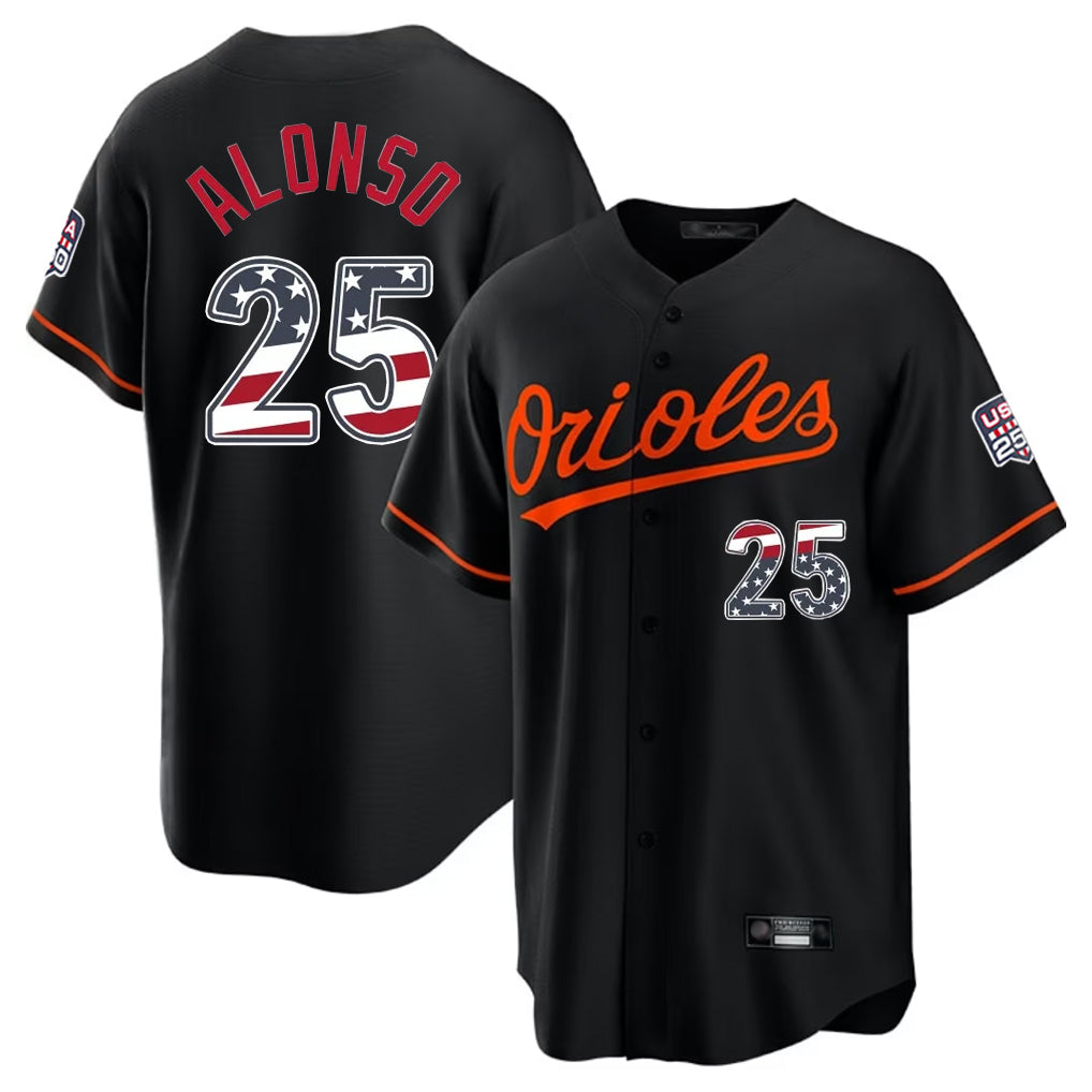 Baltimore Orioles #25 Pete Alonso Player Black Jereymy USA 250 Fourth of July Home Game Stitched Jerseys