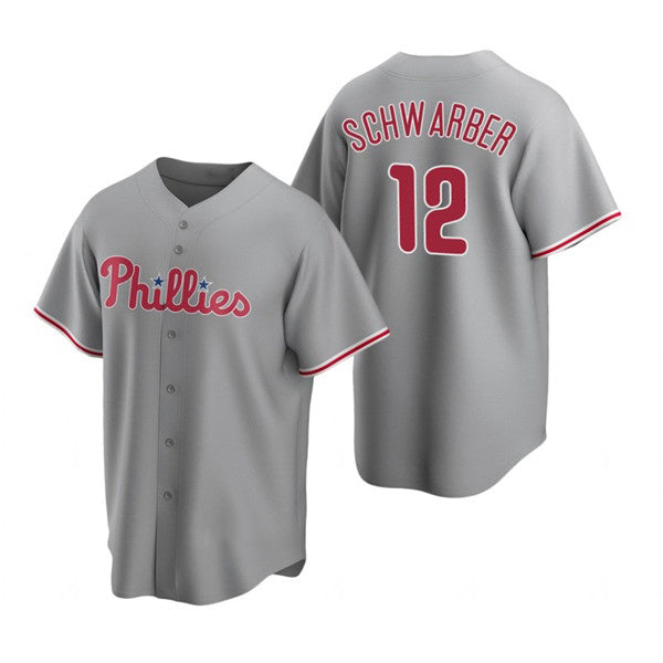 Philadelphia Phillies #12 Kyle Schwarber Gray Jereymy Cool Base Stitched Jersey