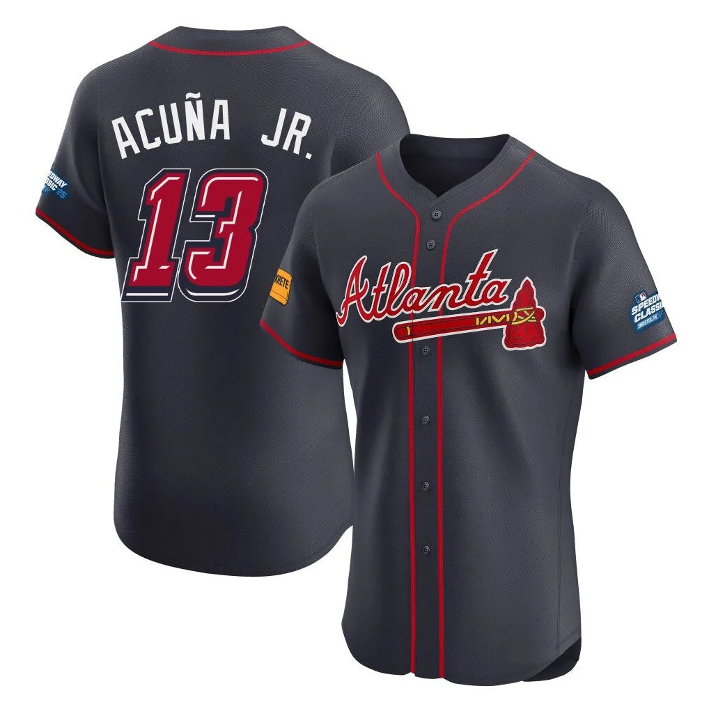Atlanta Braves #13 Ronald Acuna Jr Player Navy Jereymy 2025 Speedway Classic Limited Elite Home Game Stitched Jerseys