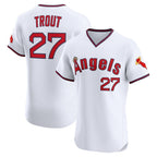 Los Angeles Angels #27 Mike Trout White Jereymy Alternate 2 Elite Jersey