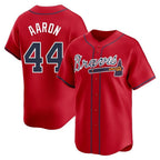 Atlanta Braves #44 Hank Aaron Player Red Jereymy Limited Home Game Stitched Jerseys