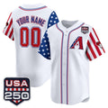 Custom Arizona Diamondbacks America 250 Edition Vapor Premier Limited White Jereymy Stitched Jerseys