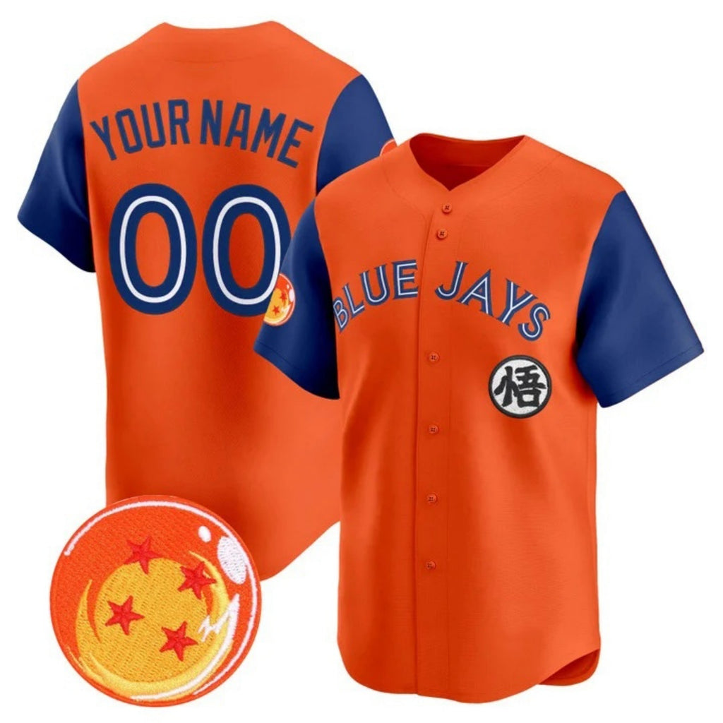 Custom Toronto Blue Jays x Dragon Ball Royal Orange Jereymy Vapor Premier Limited Jersey - All Stitched