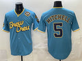 Milwaukee Brewers #5 Garrett Mitchell Powder Blue Jereymy City Connect With Home & Bob Uecker Patch Limited Stitched Jersey