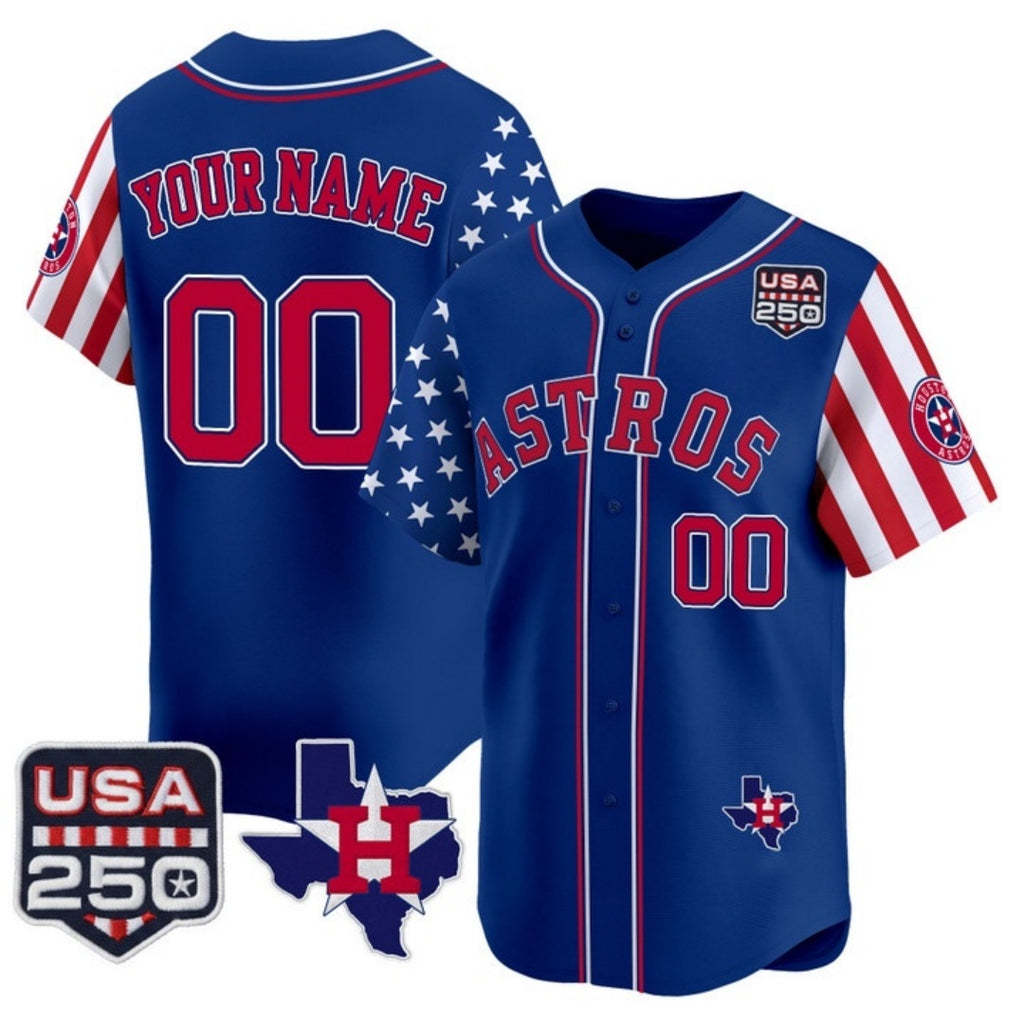 Custom Houston Astros America 250 Edition Vapor Premier Limited Royal Jereymy Stitched Jerseys
