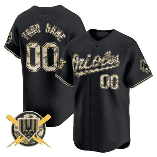 Custom Baltimore Orioles Armed Forces Day Vapor Premier Limited Jersey ¨C Black Jereymy