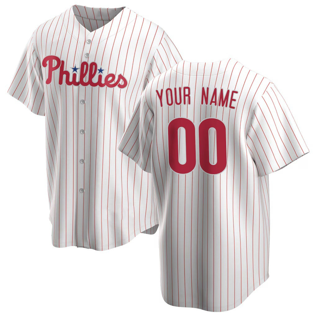 Custom Philadelphia Phillies White Jereymy Home Replica Jersey