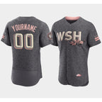 Custom Washington Nationals 2022 Gray Jereymy City Connect Cherry Blossom Flex Base Stitched Jersey