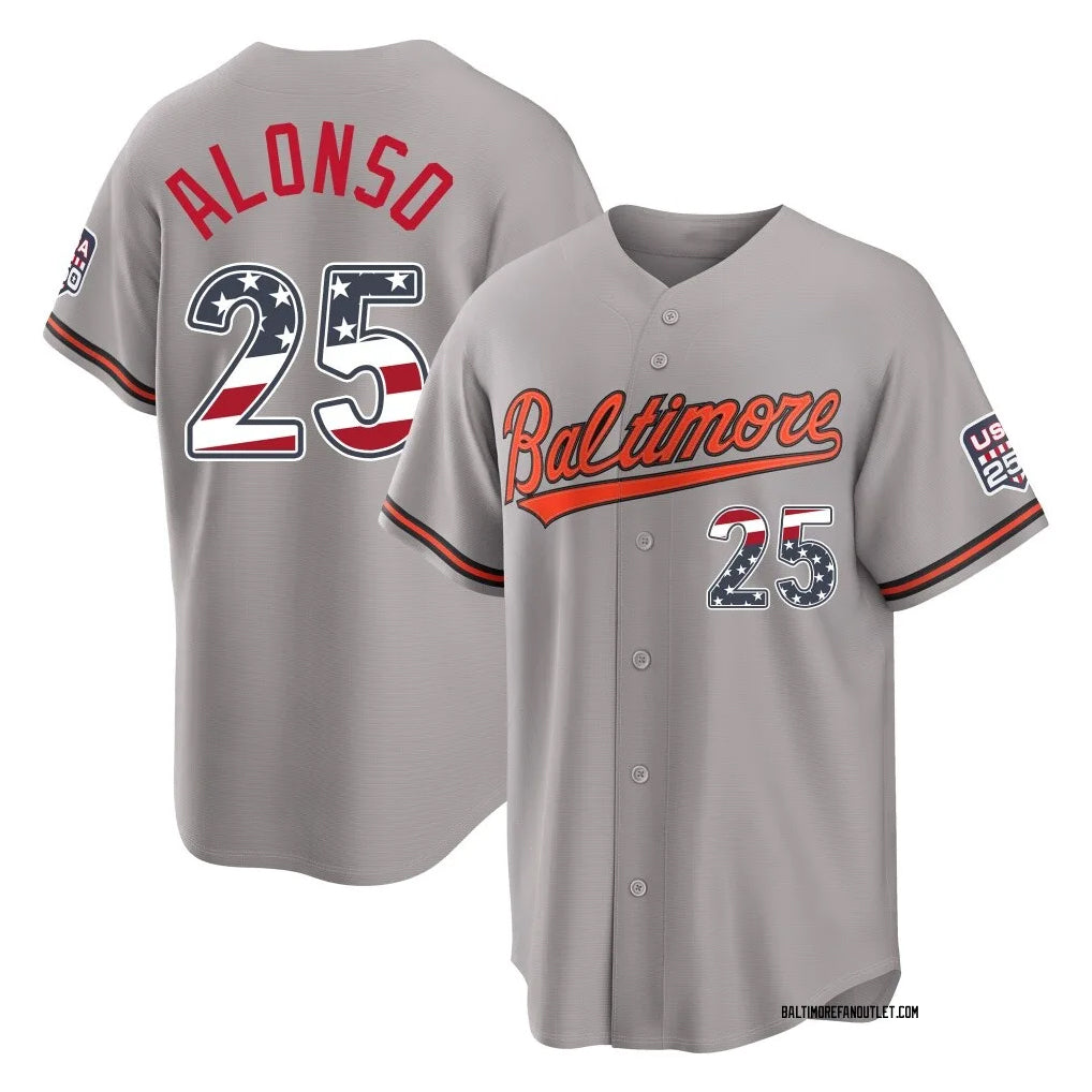 Baltimore Orioles #25 Pete Alonso Player Gray Jereymy USA 250 Fourth of July Home Game Stitched Jerseys