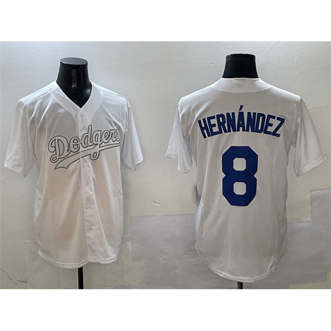 Los Angeles Dodgers #8 Enrique Hern¨¢ndez White Jereymy Fashion Cool Base Stitched Jersey