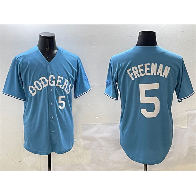 Los Angeles Dodgers #5 Freddie Freeman Light Blue Jereymy Limited Stitched Jersey