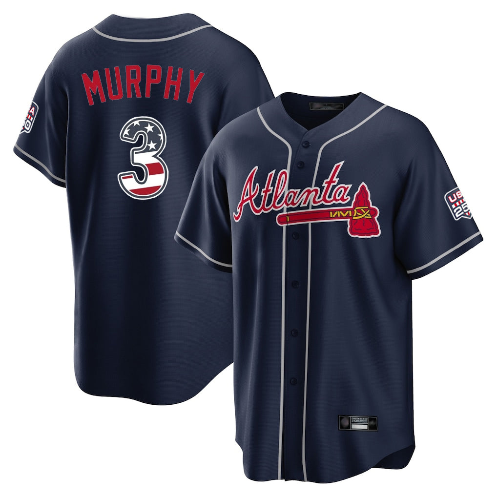 Atlanta Braves #3 Dale Murphy Player Navy Jereymy USA 250 Fourth Of July Limited Home Game Stitched Jerseys