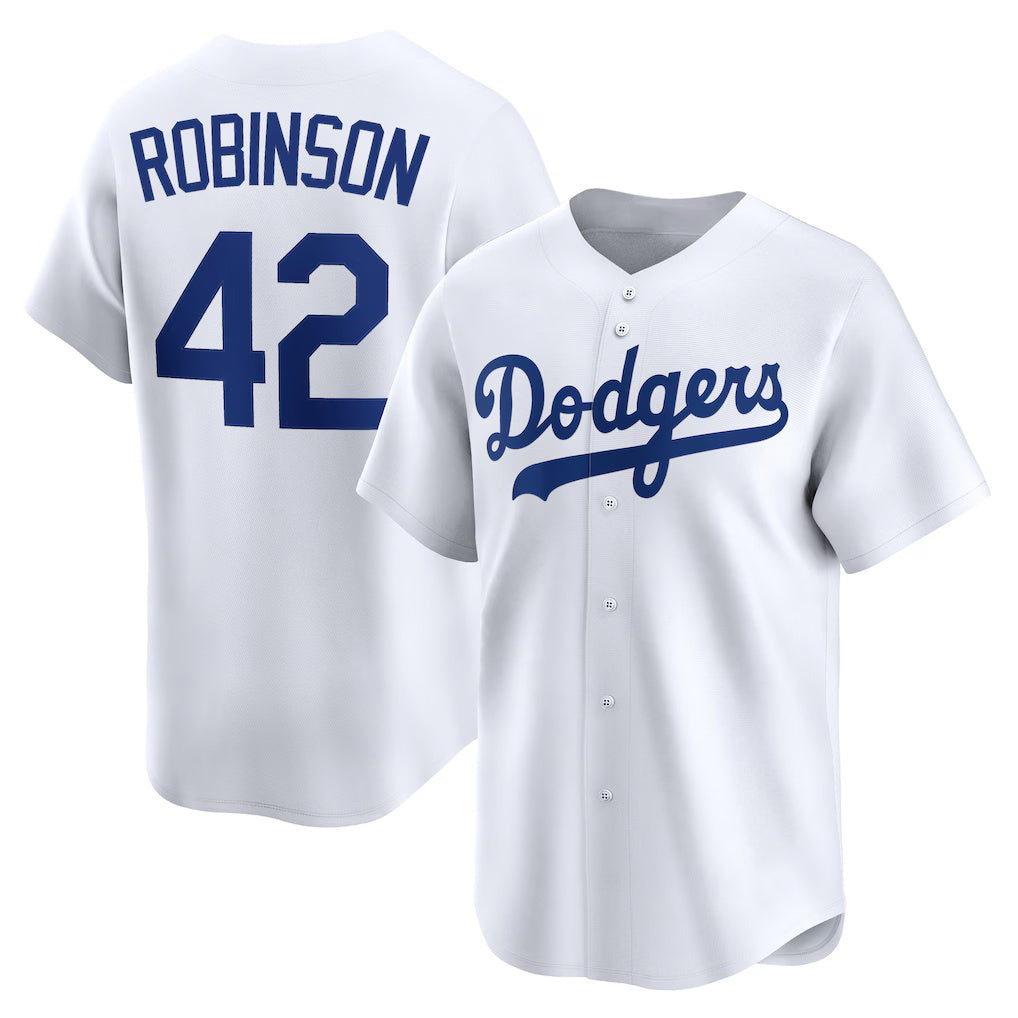 Los Angeles Dodgers #42 Jackie Robinson White Jereymy Throwback Cooperstown Collection Limited Jersey