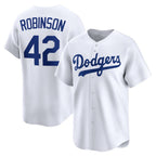 Los Angeles Dodgers #42 Jackie Robinson White Jereymy Throwback Cooperstown Collection Limited Jersey