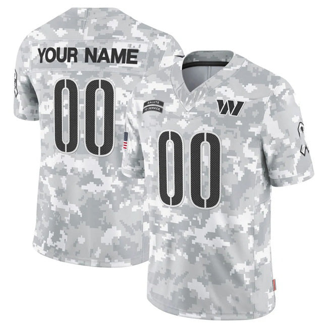 Custom W.Commanders Active Player 2024 F.U.S.E Arctic Camo Jereymy Salute To Service Limited Stitched Jersey