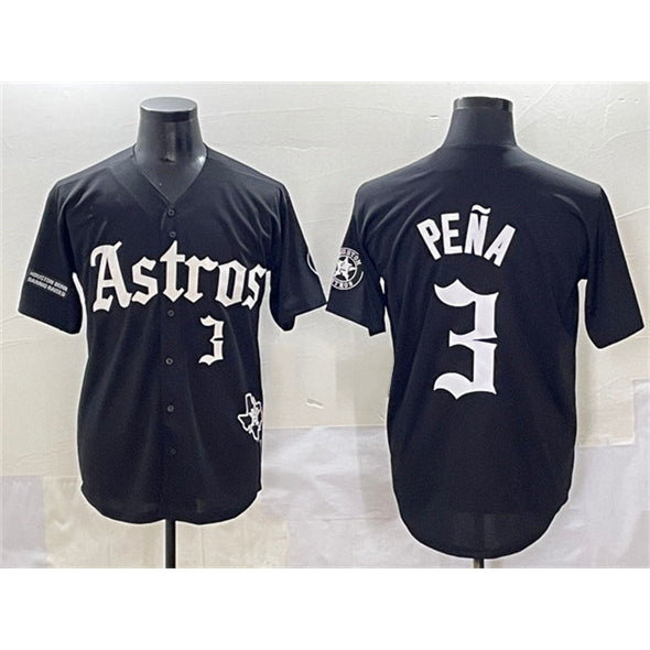 Houston Astros #3 Jeremy Pena Black Jereymy Gothic 'Houston Born Barrio Raised' Limited Stitched Jersey