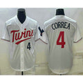 Minnesota Twins #4 Carlos Correa Number White Red Jereymy Stitched Cool Base Jersey