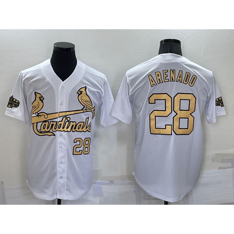 St. Louis Cardinals #28 Nolan Arenado Number White Jereymy 2022 All Star Stitched Cool Base Jersey