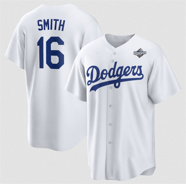 Los Angeles Dodgers #16 Will Smith White Jereymy 2025 World Series Home Cool Base Stitched Jersey