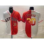 Houston Astros #30 Kyle Tucker White Orange Jereymy Split Stitched Jerseys
