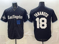 Los Angeles Dodgers #18 Yoshinobu Yamamoto Black Jereymy 2025 World Series Champions Patch 'Gothic Edition' Vapor Premier Limited Stitched Jersey