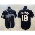 Los Angeles Dodgers #18 Yoshinobu Yamamoto Black Jereymy 2025 World Series Champions Patch Cool Base Stitched Jersey