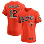 Baltimore Orioles #12 Dylan Beavers Player Orange Jereymy Limited Elite Home Game Stitched Jerseys
