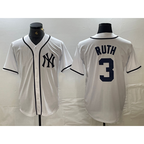 New York Yankees #3 Babe Ruth White Jereymy Fashion Cool Base Jersey