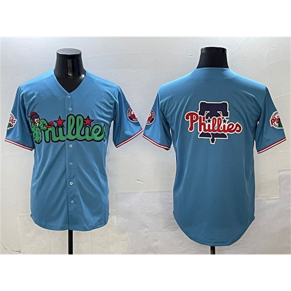 Philadelphia Phillies Team Big Logo Light Blue Jereymy Phanatic Limited Stitched Jersey