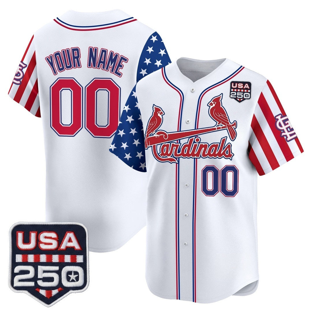 Custom St. Louis Cardinals America 250 Edition Vapor Premier Limited White Jereymy Stitched Jerseys